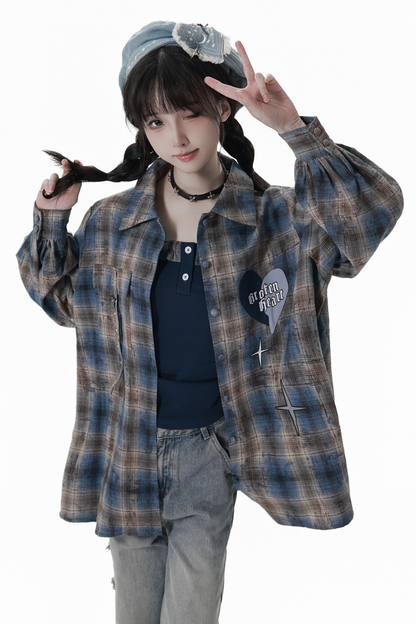 Plaid Loose Shirt + Tank Top
