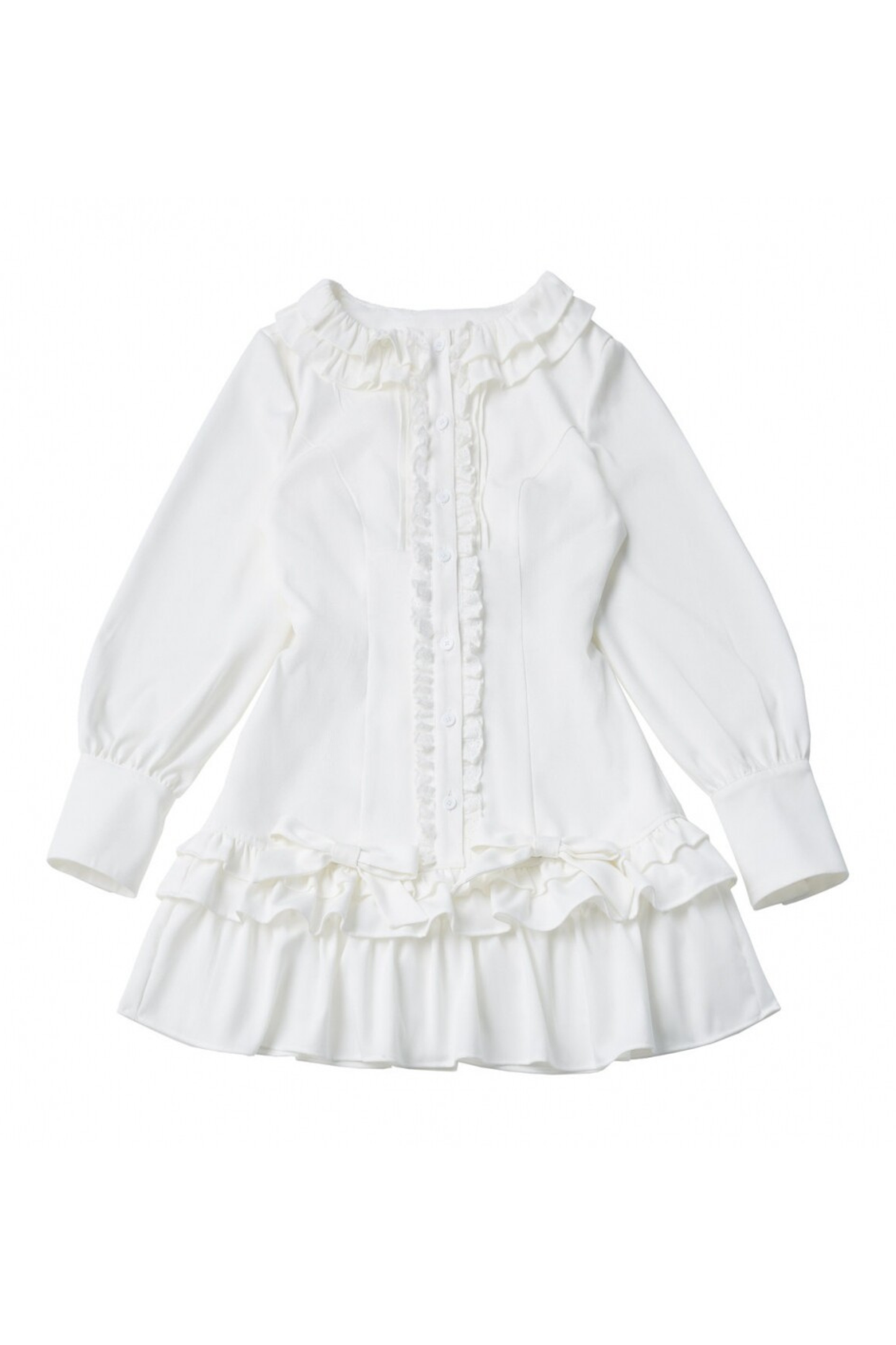 Ruffled Dress + Short Cape + Shirt + Skirt