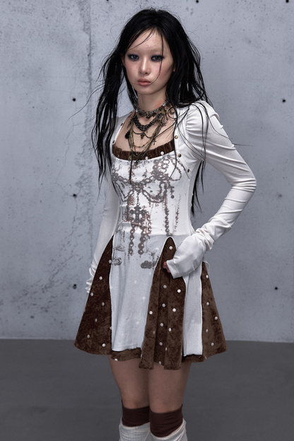 Baroque Velvet Plaid Dress