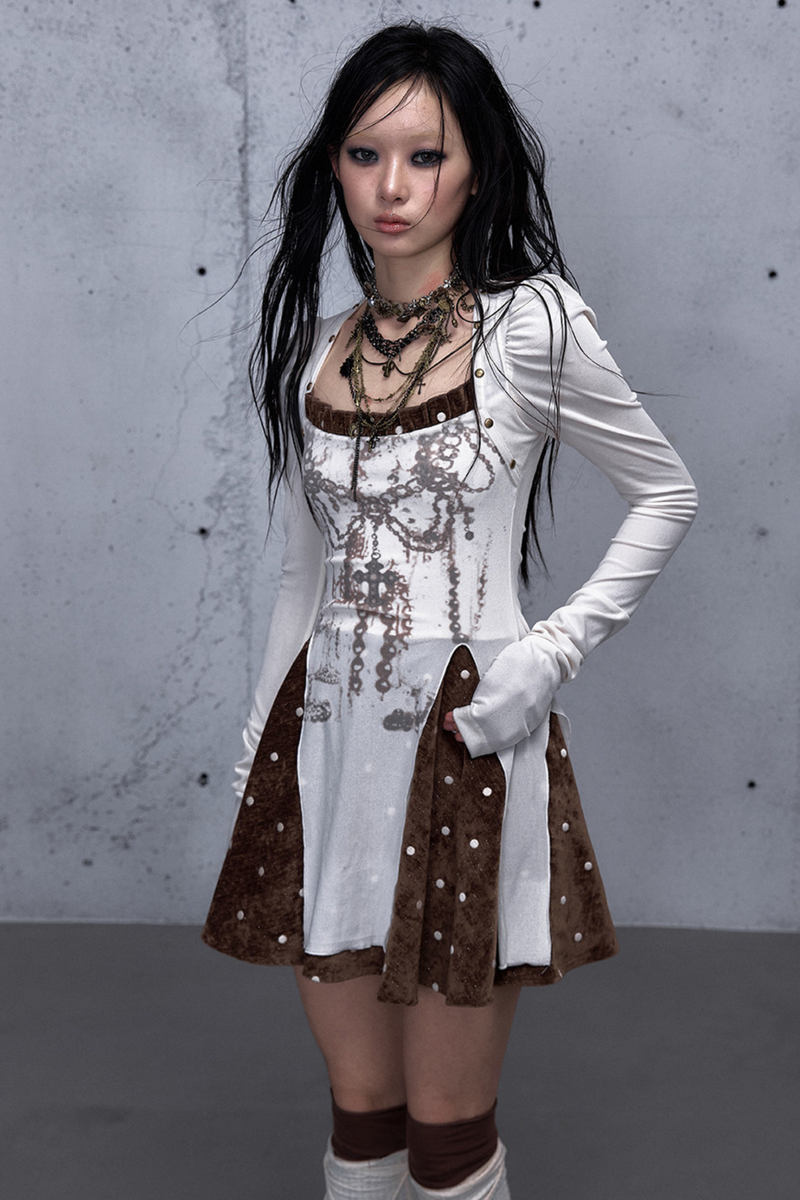 Baroque Velvet Plaid Dress