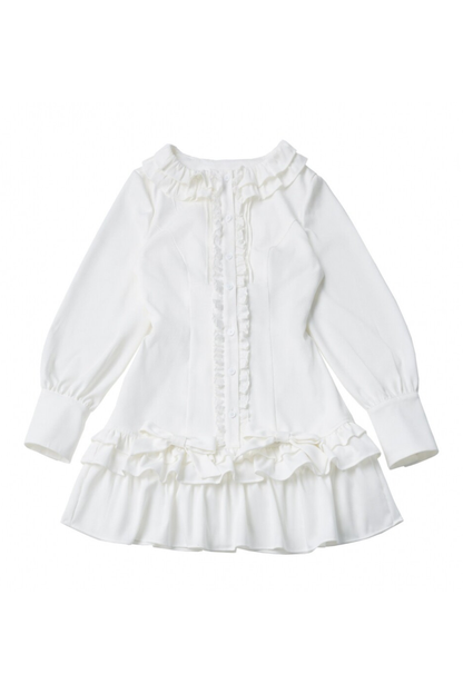 Ruffled Dress + Short Cape + Shirt + Skirt