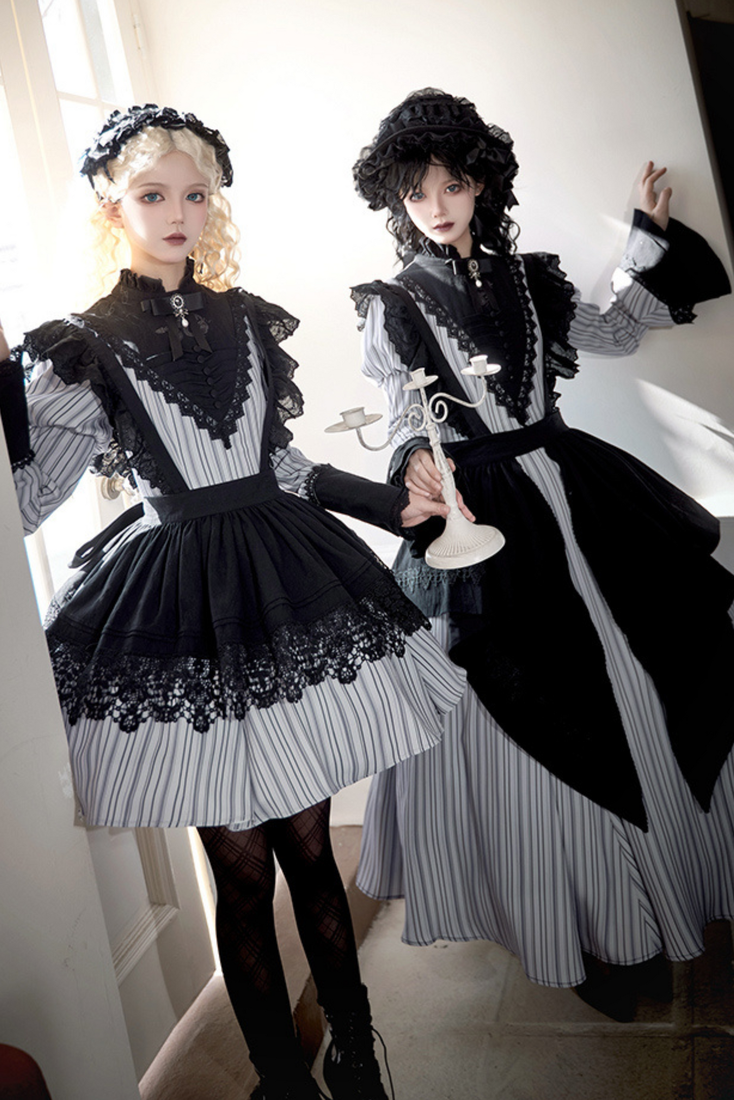[pre-order] Stripe Lolita Dress + Apron + Necklace + Ribbon
