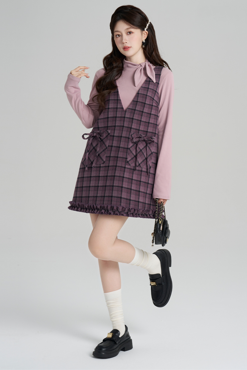 Purple Plaid Ruffle Dress + Top