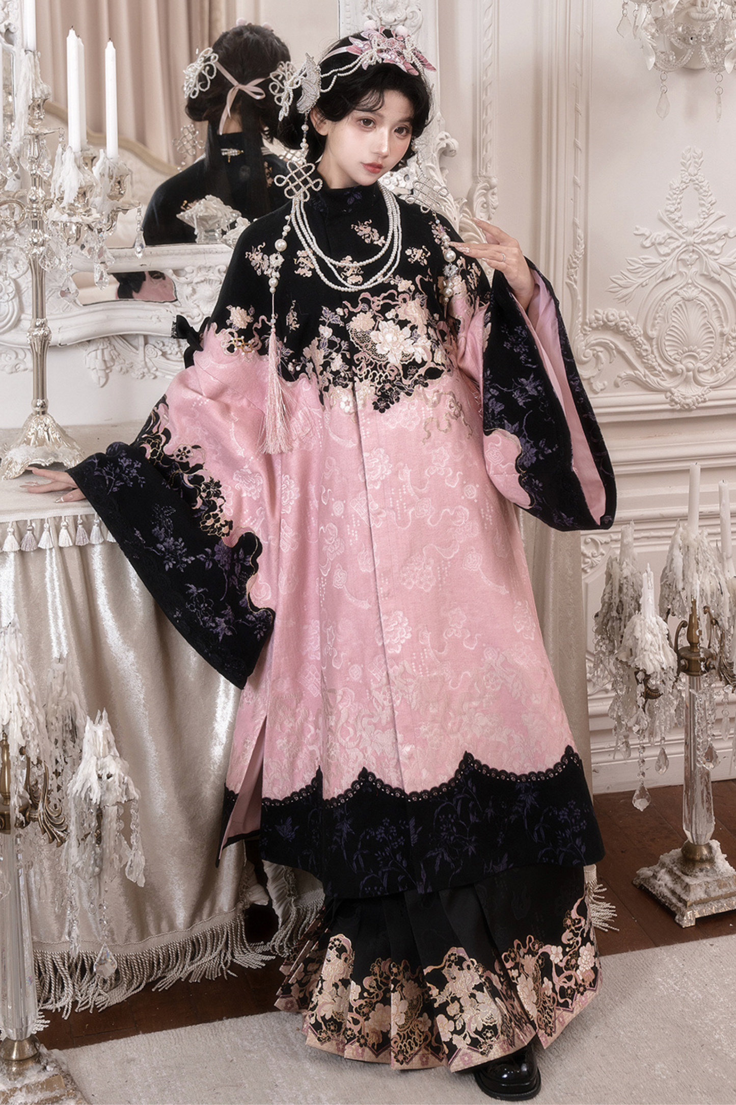 Chinese-style Long Jacket + Skirt
