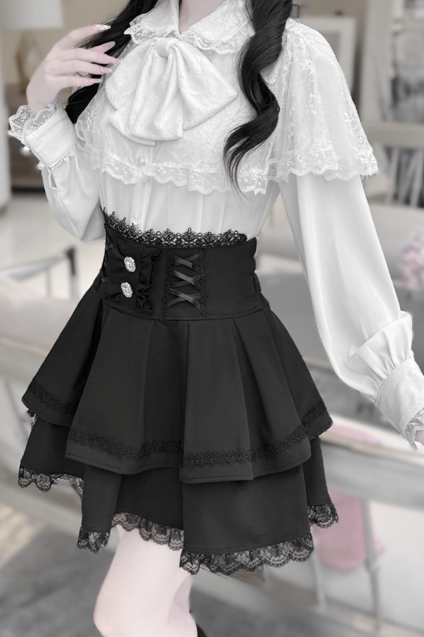 Dark Moon Shadow Cloak Veil Shirt + Skirt