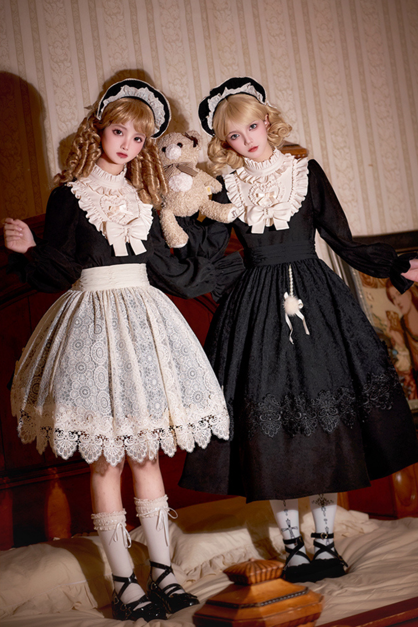 [pre-order] Dark Doll Lolita Dress + Apron + Ribbon + Headband