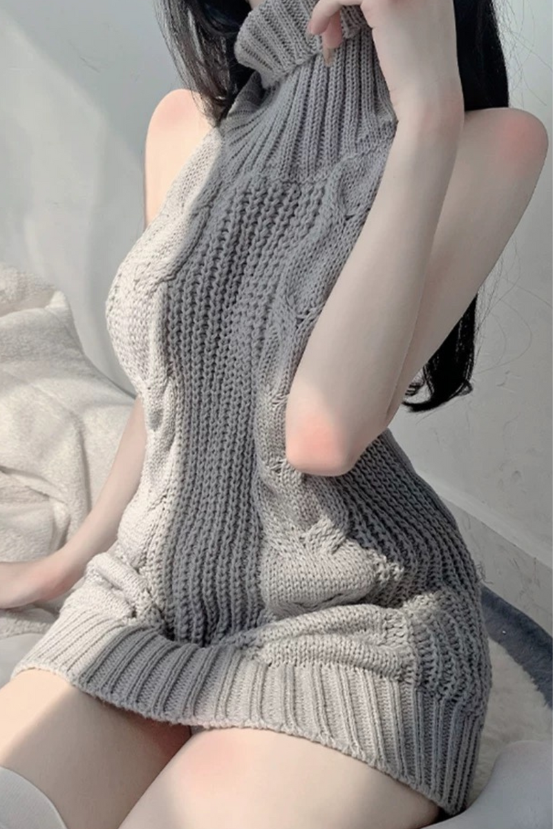 Cable Sleeveless Knit Dress + Stockings