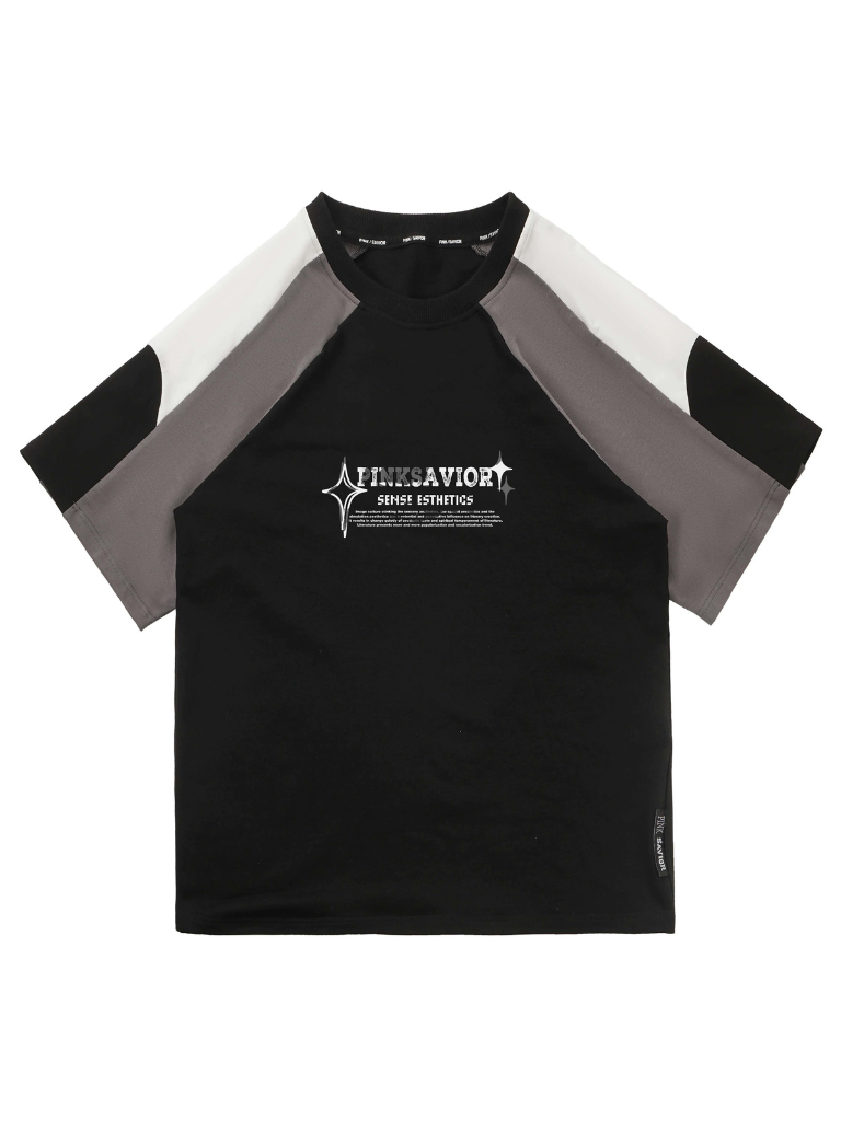 Circulating Star Black Gray Raglan Sporty T-shirt + Pants