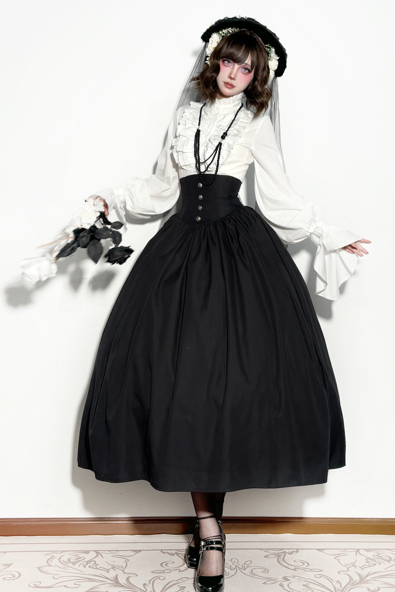 Gothic Lolita Cape + Shirt + Skirt + Ribbon + Bonnet
