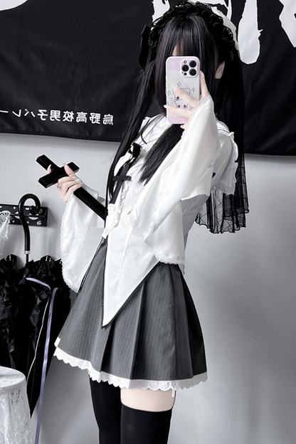 Gothic Style Sailor Shirt + Lace Skirt