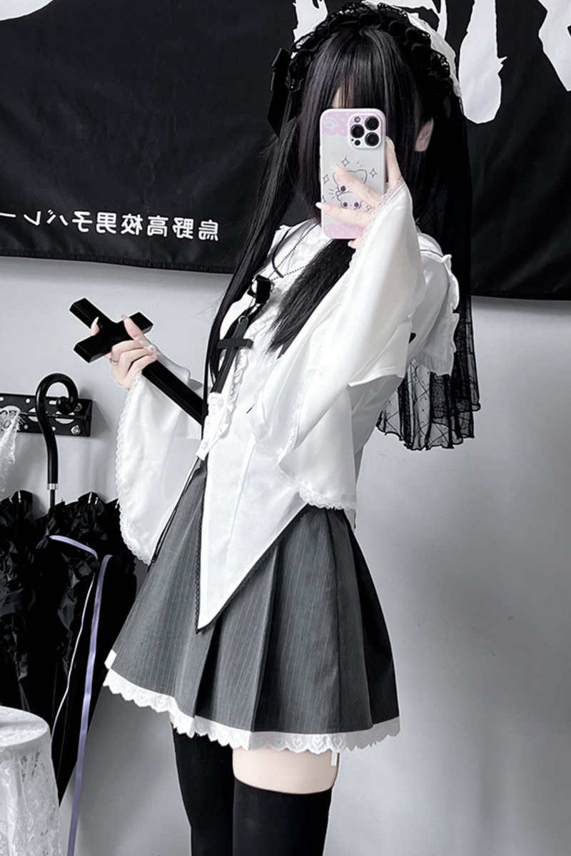 Gothic Style Sailor Shirt + Lace Skirt
