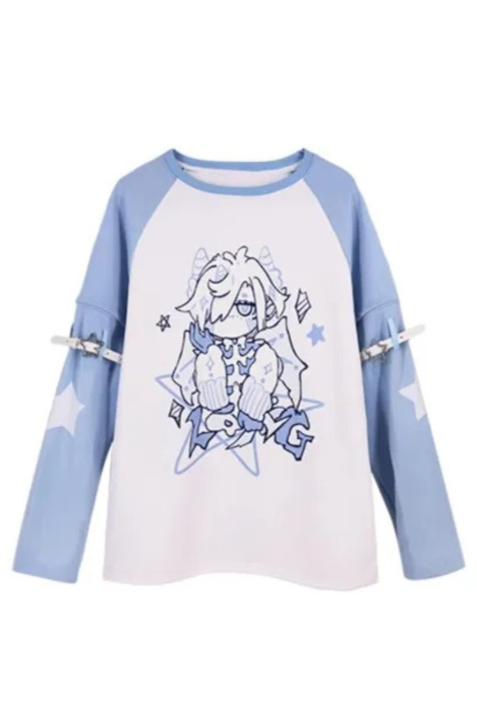 [angel Style] Aqua Color Dragon Baby Loose Jacket + Long Sleeve T-shirt + Bottoms + Leg Warmers