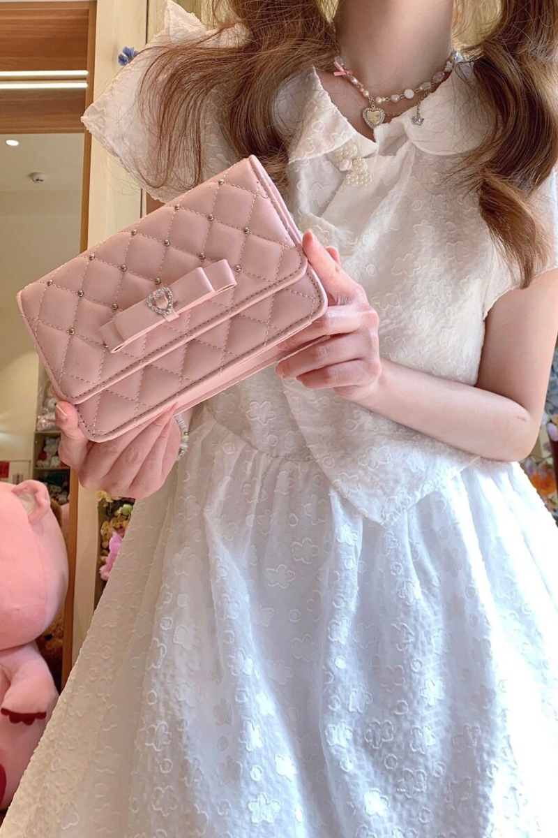 Rhinestone Bow Chain Bag