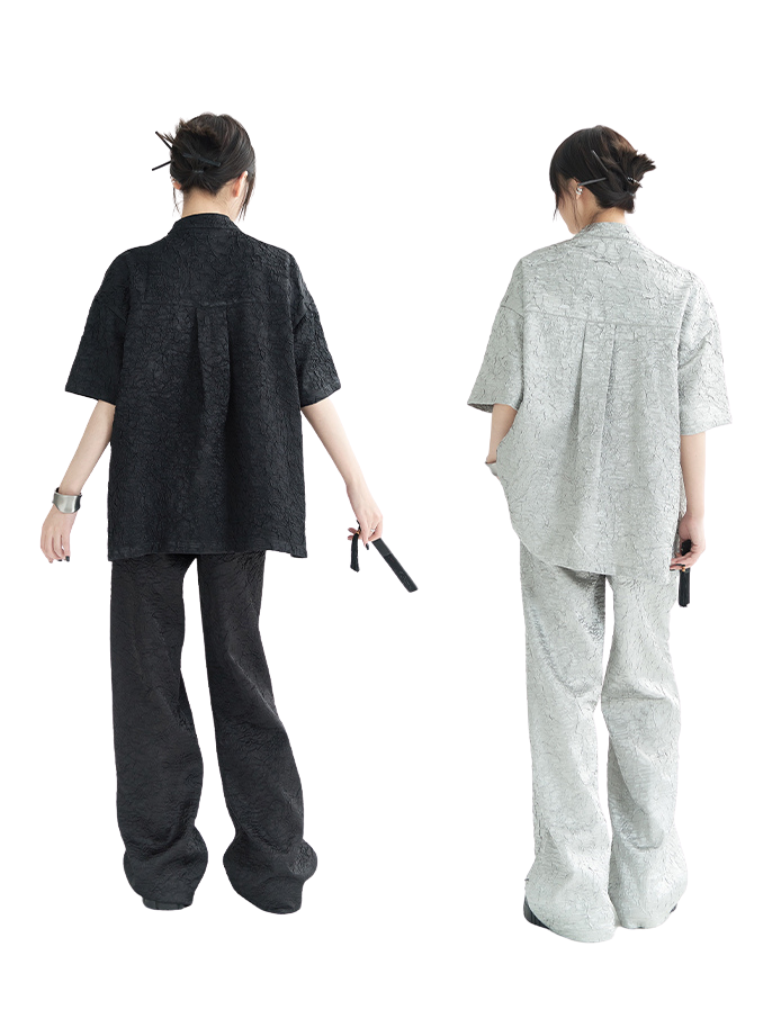 Sparkling Chinese-style Shirt Pants Suit