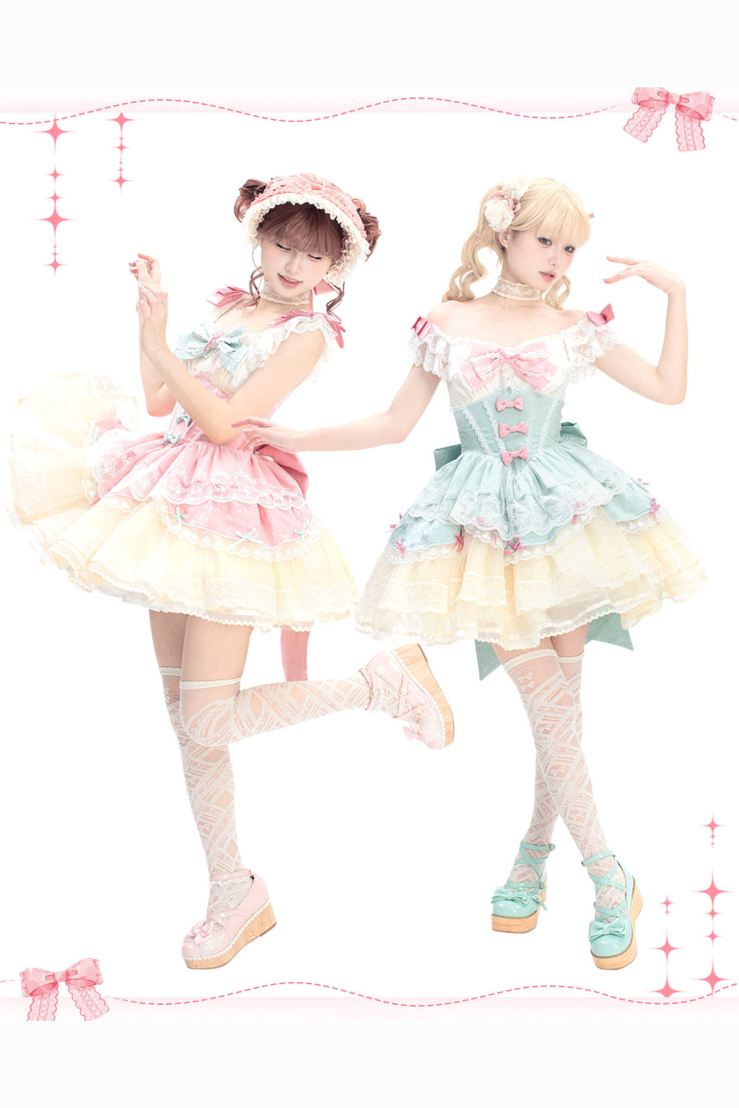 Sweet Mint Pink Lace Lolita Dress