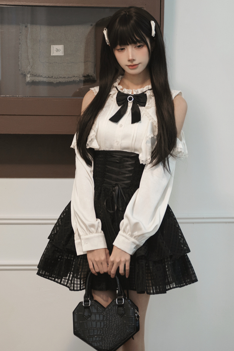 Lace Trim Shirt + Skirt