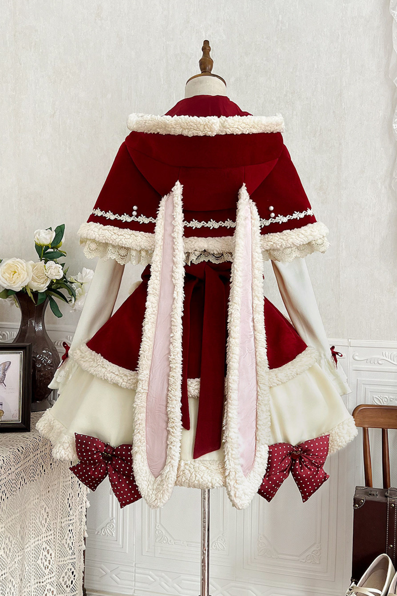 [pre-order] Rabbit Lolita Cape + Suspenders + Bear Design Skirt + Turtleneck