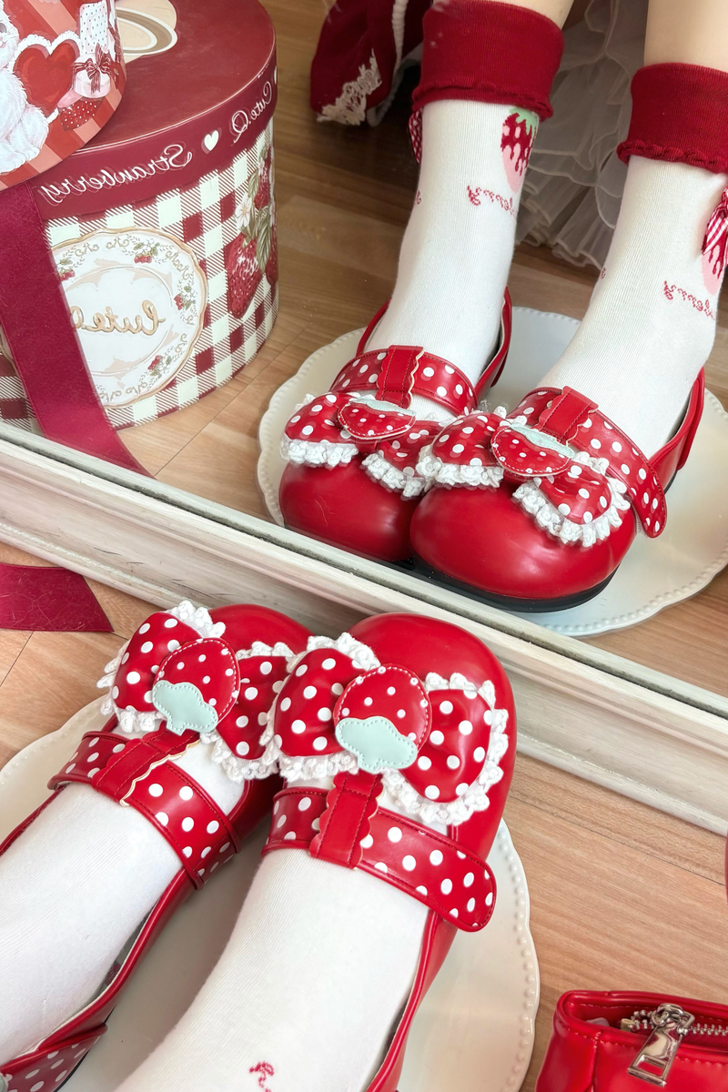 Strawberry Polka Dot Flats