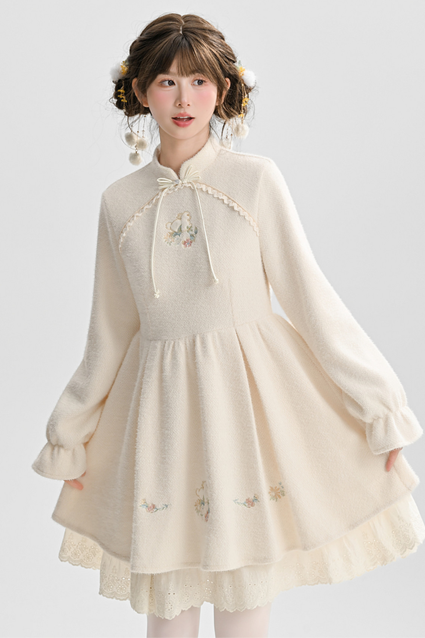 Sweet Stand Collar Dress