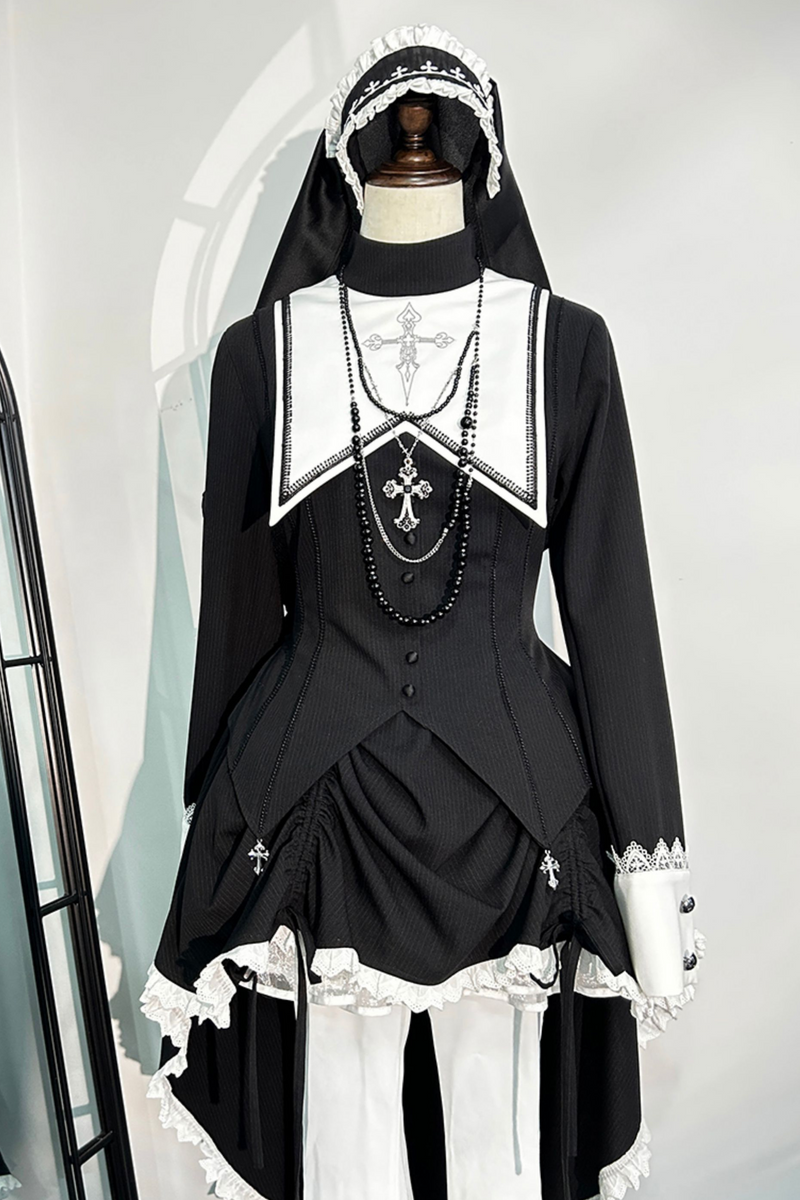 Sister Gothic Top + Flared Pants + Hair Accessories + Necklace