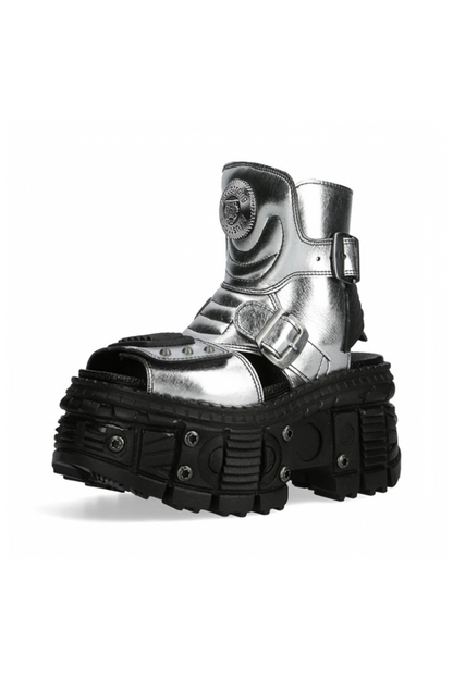 Silver Black Mode Dark Boots