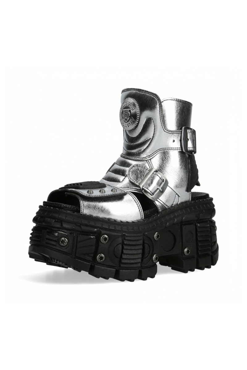 Silver Black Mode Dark Boots