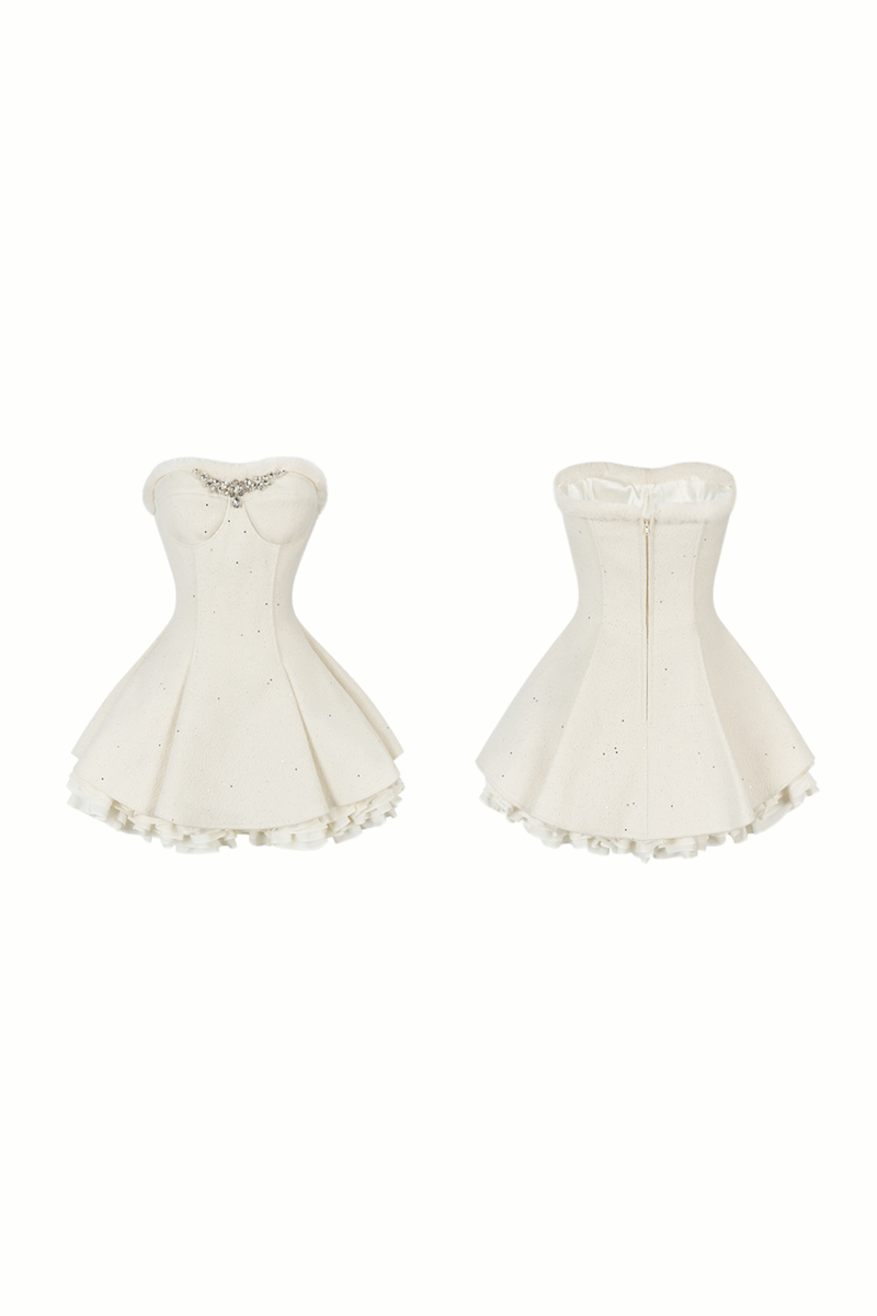 French Off-the-shoulder Dress + Shawl + Sleeves