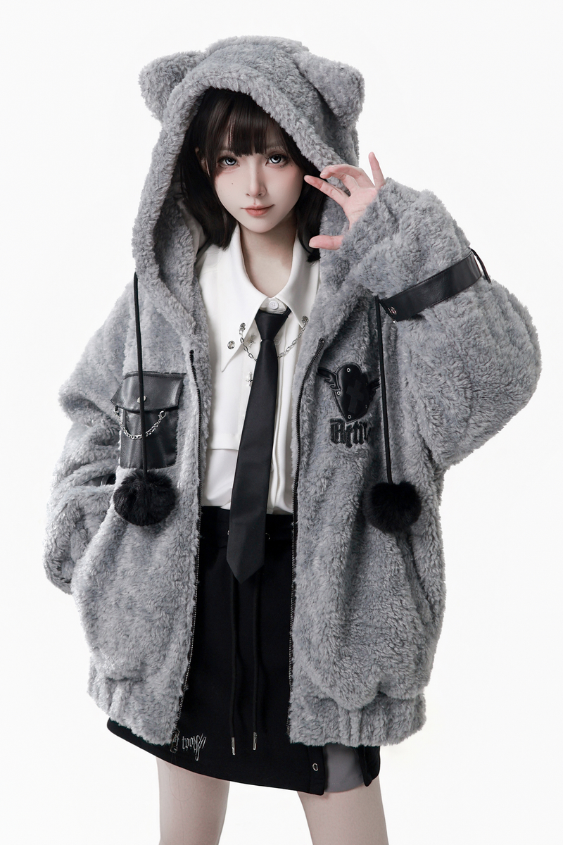Patchwork Fur Hooded Coat + Pants + Shirt + Skirt + Leg Warmers
