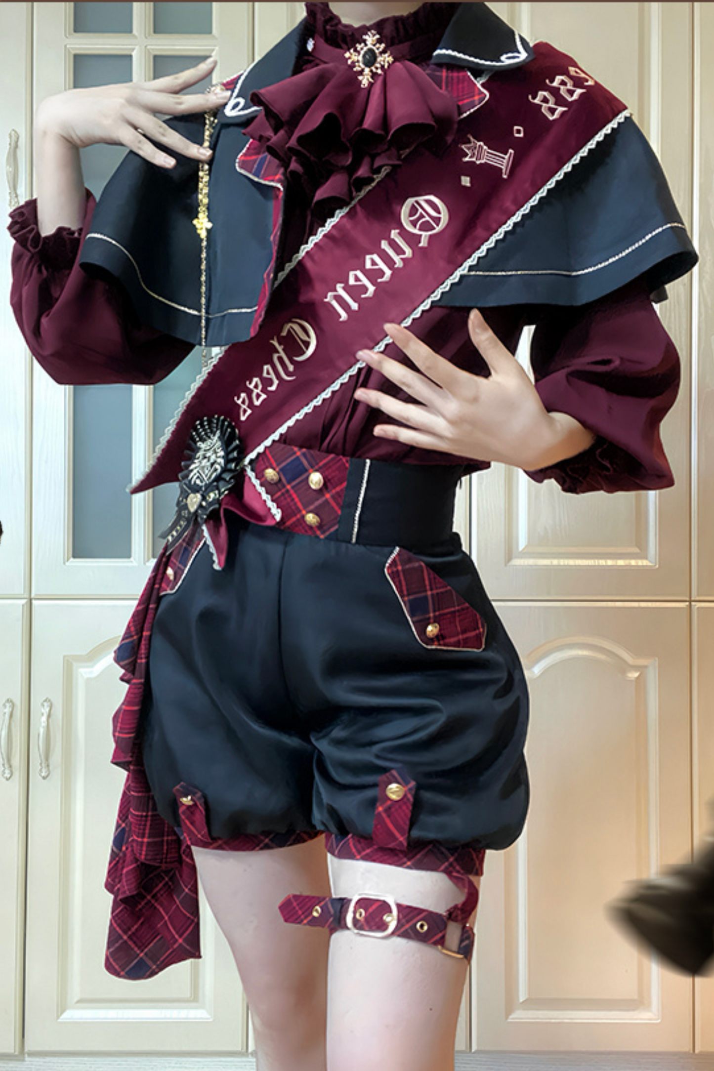 Lolita Prince Blouse + Shorts + Checkered Casquette