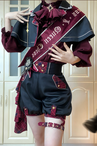 Lolita Prince Blouse + Shorts + Checkered Casquette