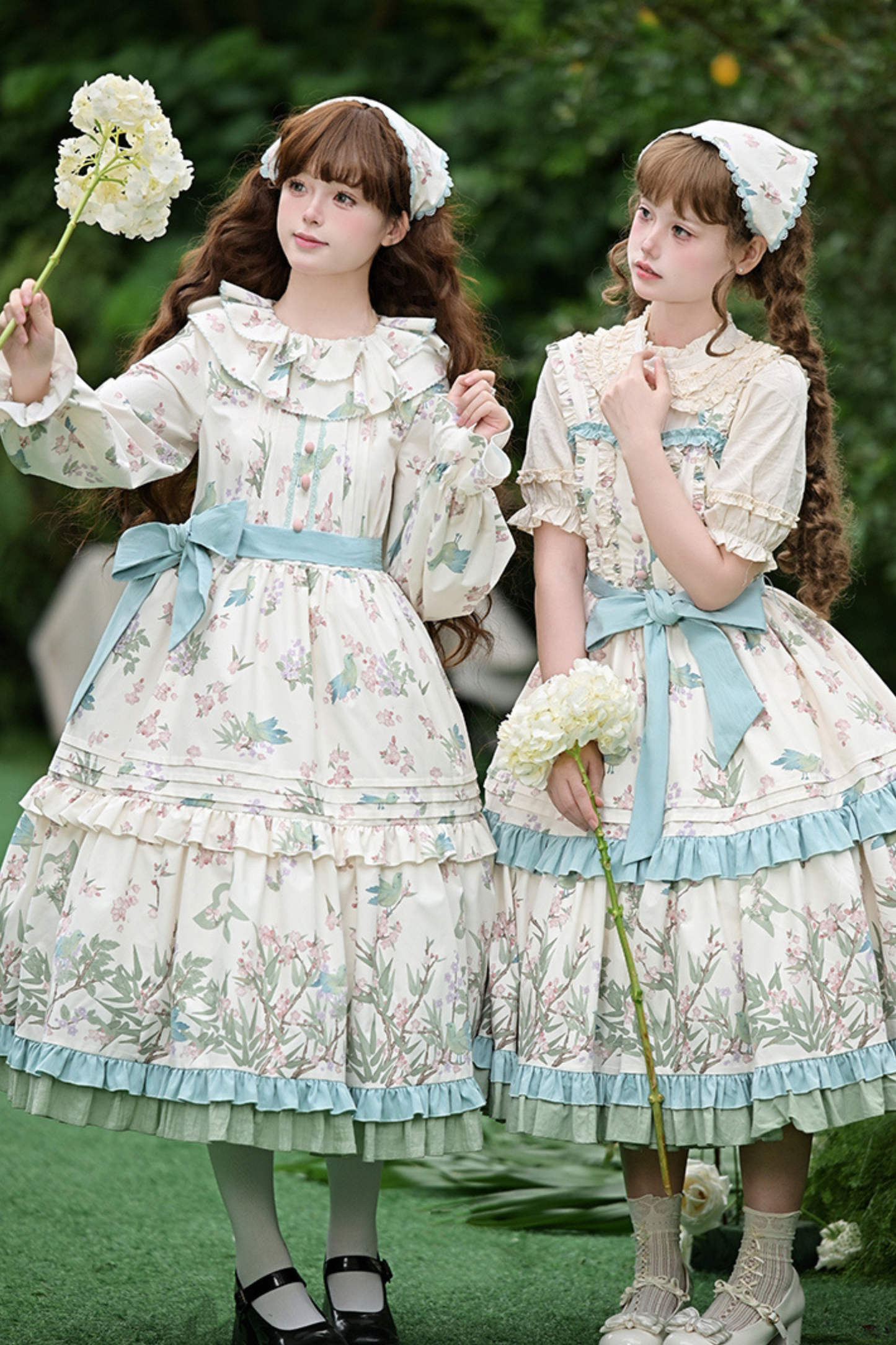 [pre-order] Forest Flower Dress + Suspender Skirt + Blouse + Cardigan + Scarf