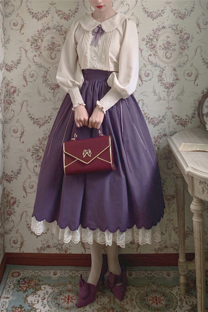 [pre-order] Retro Sweet College Shirt + High Waist Flare Skirt