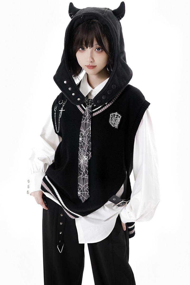 Dark Knight College Vest + Shirt + Suspender Skirt + Pants + Tie