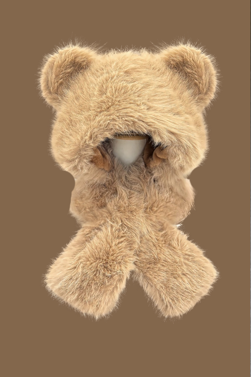 Fur Bear Scarf Hat
