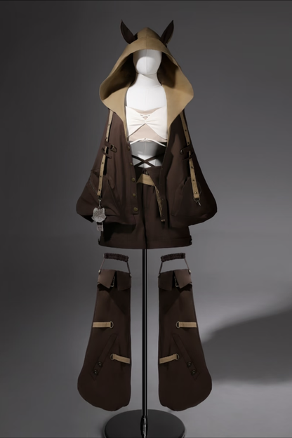 Cyberpunk Lolita Top + Shorts + Outerwear + Leg Accessories + Waist Pouch