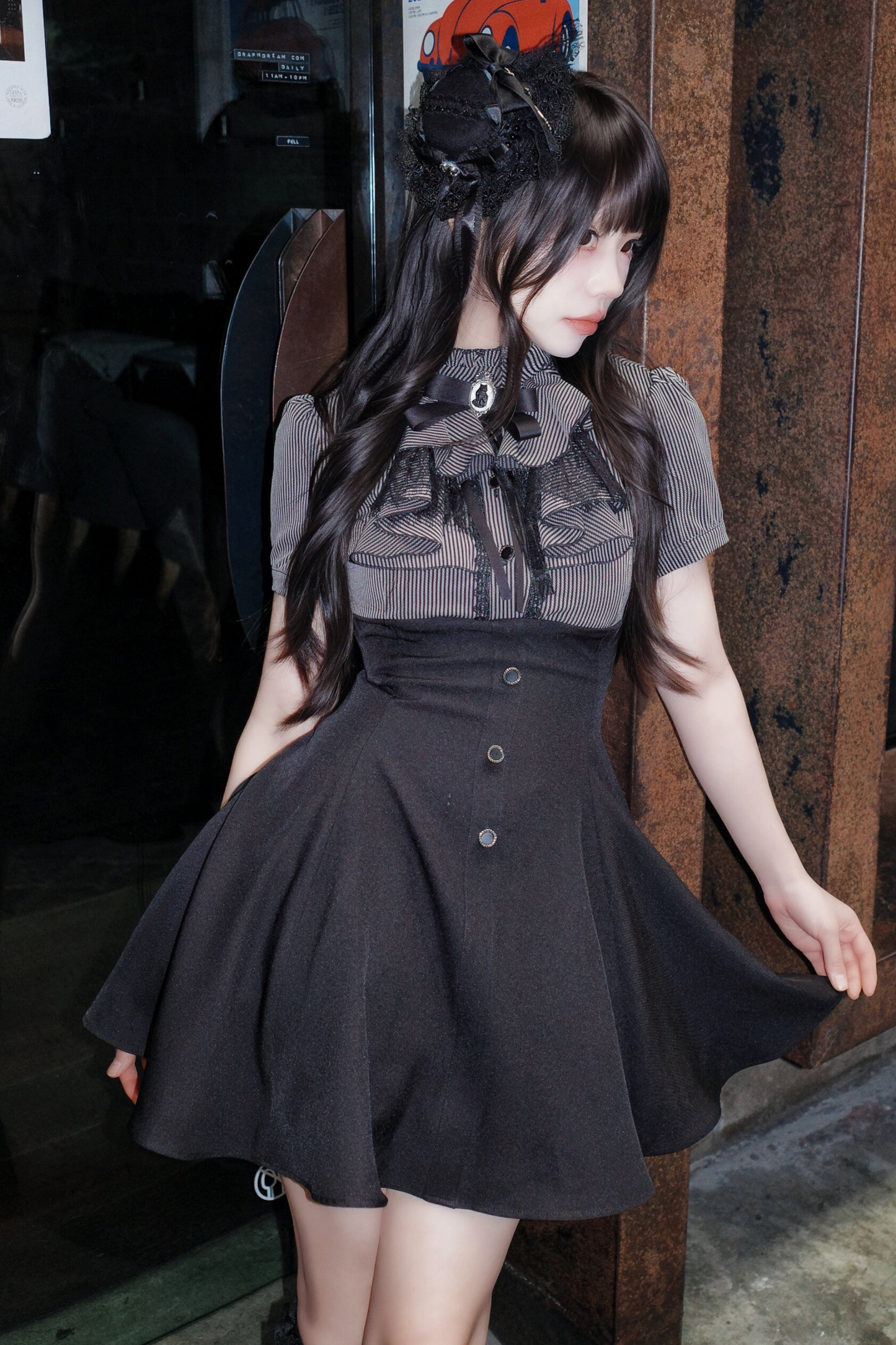 French Striped Patchwork Dress