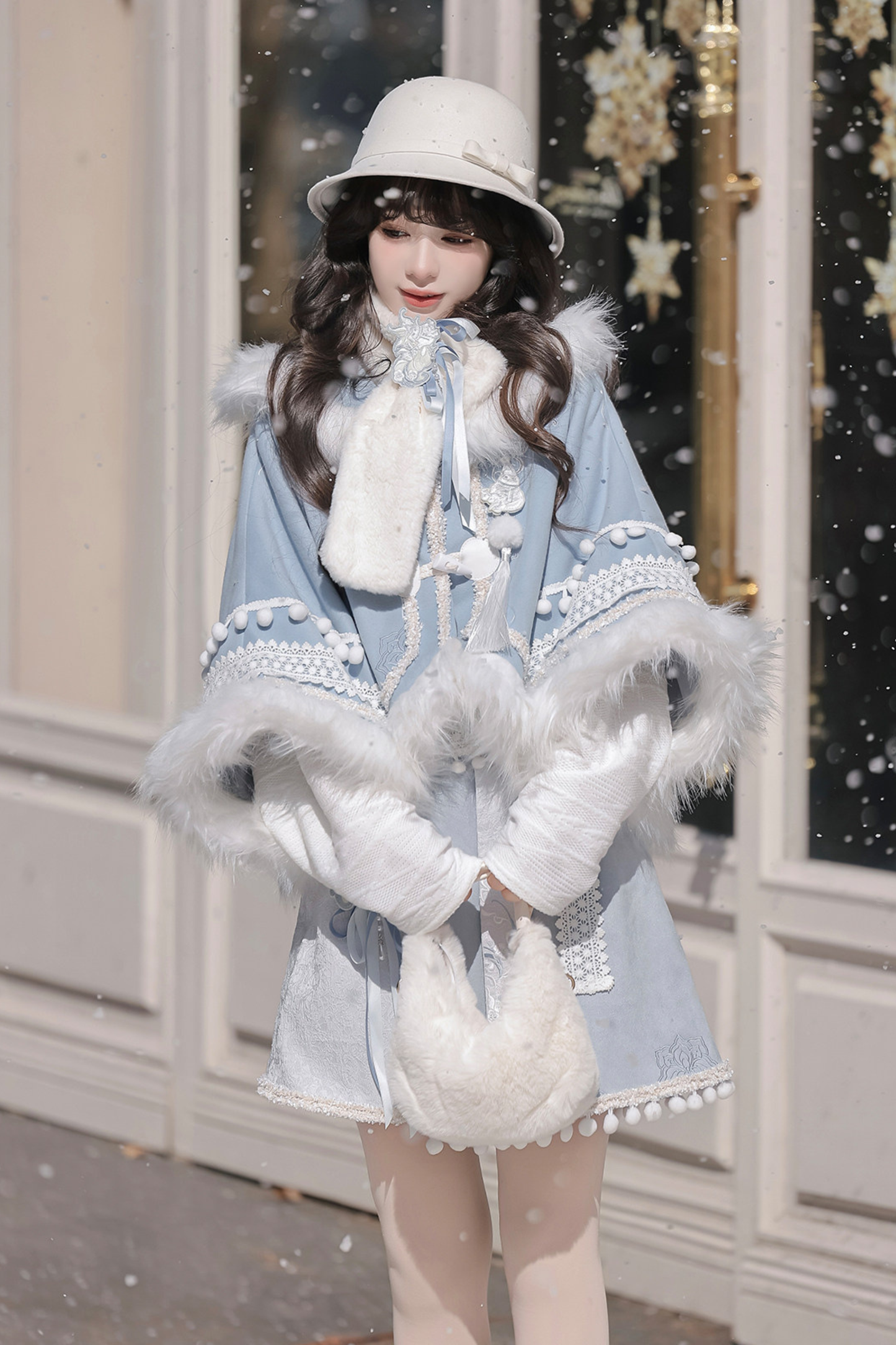 China Snow Lolita Jacket + Top + Skirt + Scarf