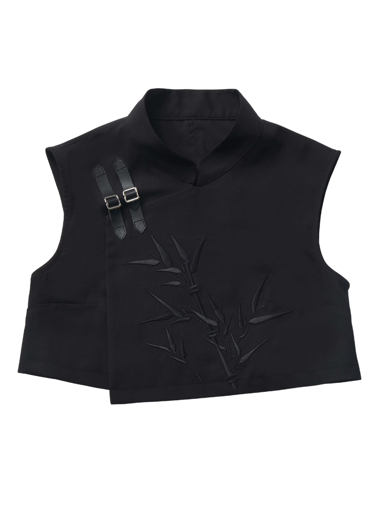 New Chinese-style Bamboo Print Black White Design Suit