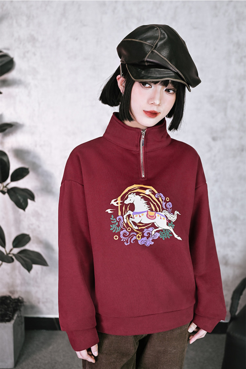 Retro Chinese-style Mode Zip Neck Top