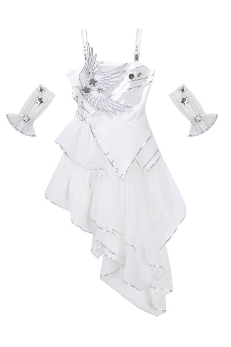 Silver Cyberpunk Lolita Dress + Sleeves + Belt