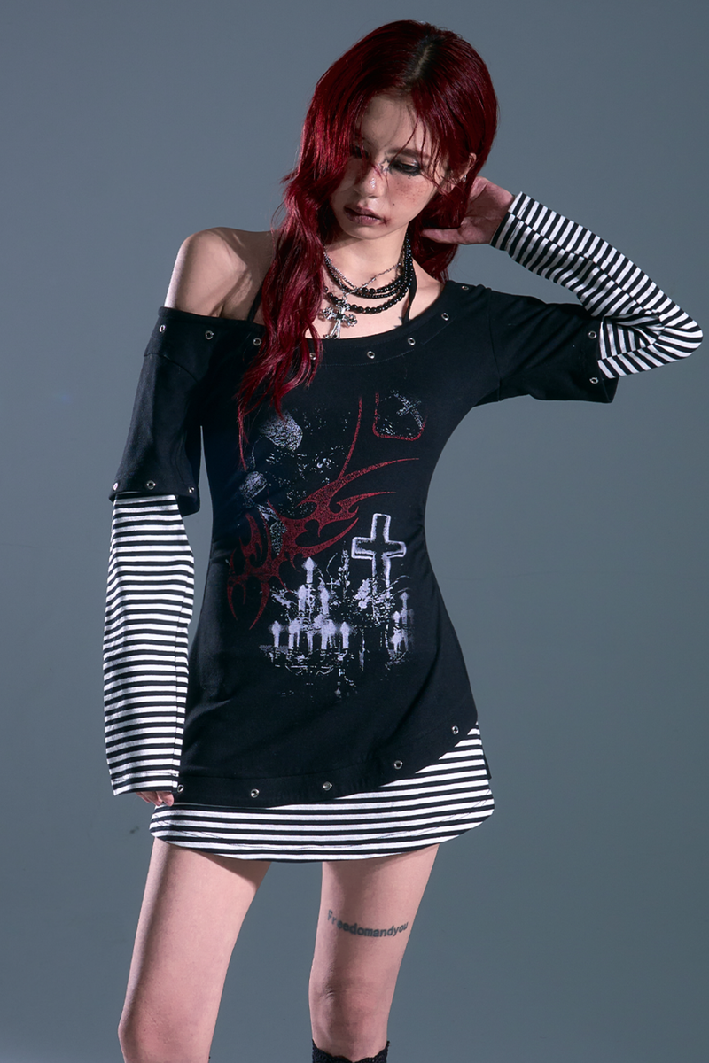 Border Punk Patchwork Dress
