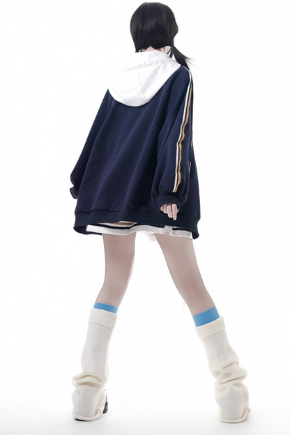 College Blue Jacket + Hoodie Dress + Pants + Sweat
