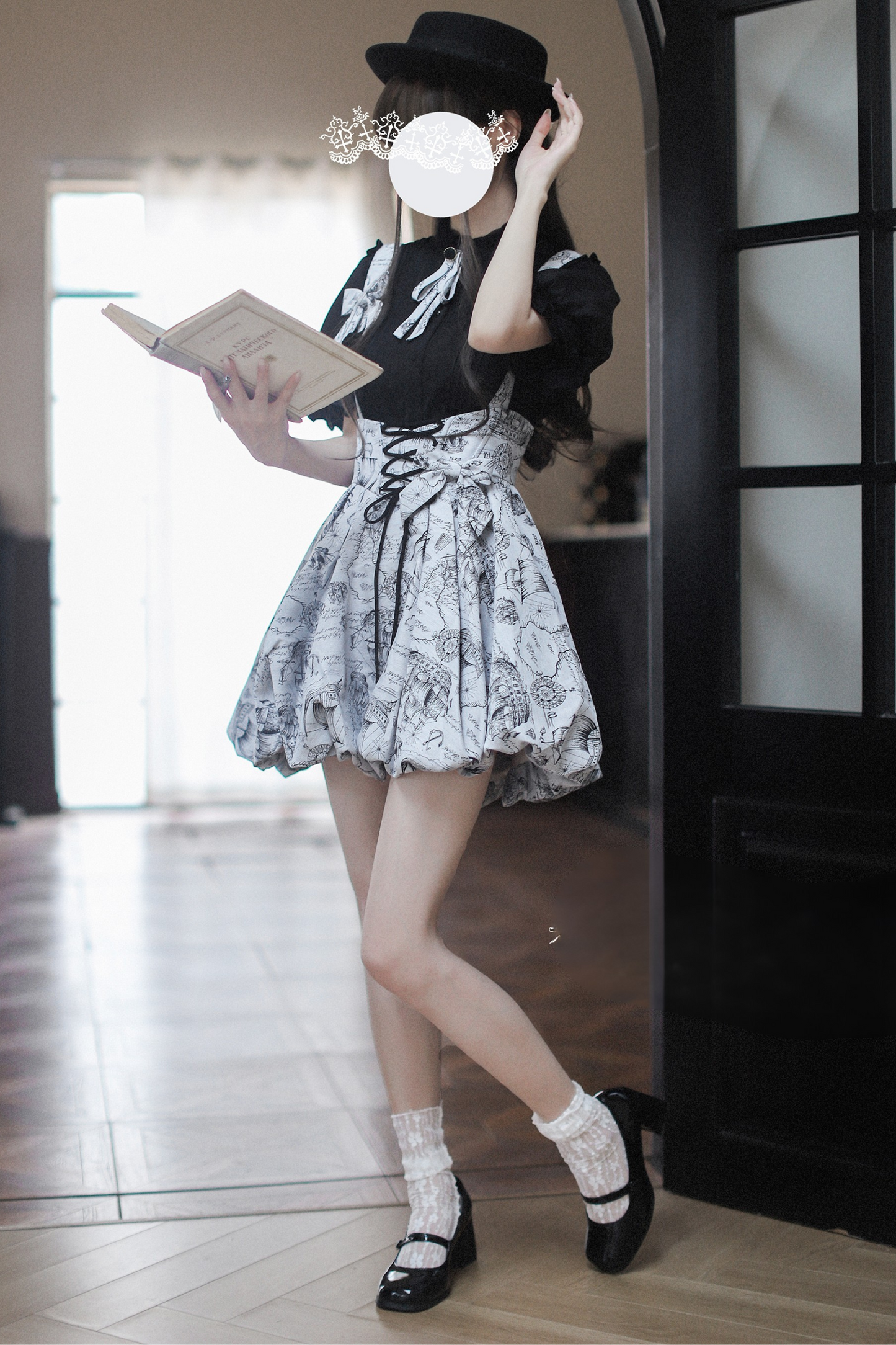 [pre-order] Retro Suspender Skirt + Shirt + Ribbon Necktie + Ribbon
