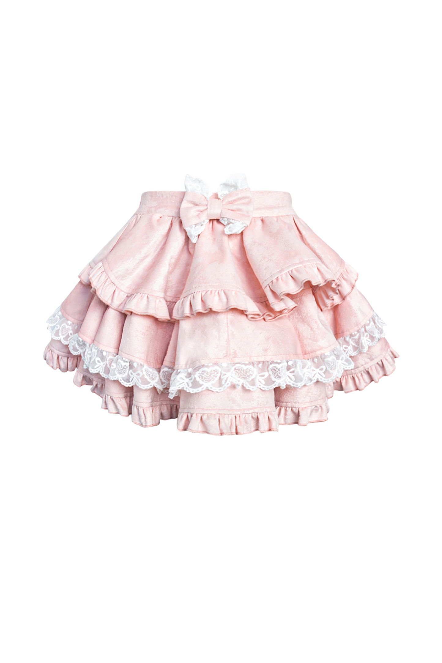 Cherry Blossom Japanese Style Top + Ribbon Girdle Apron + Pink Lace Tiered Skirt