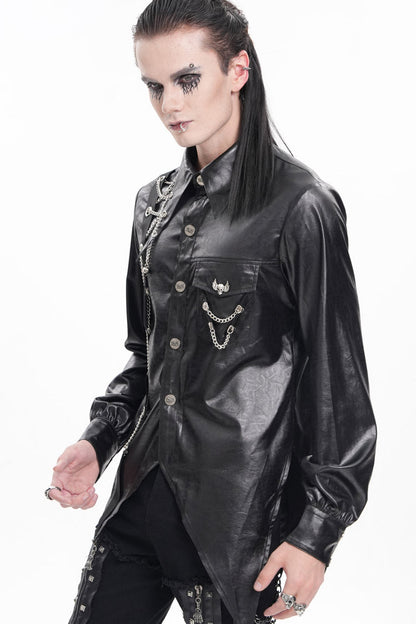Black Long Sleeves Chain Eyelets Skull Gothic Blouse