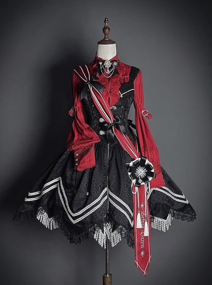 [pre-order Deadline: April 23] Dawnbreaker Gothic Jacquard Military Bustier Suspender Dress