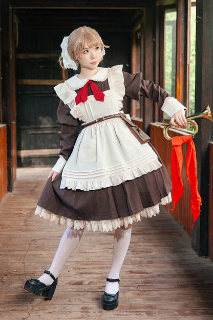 [violent Maid] Long Puff Sleeves Bowknot Classic Lolita Dress 2 Colors