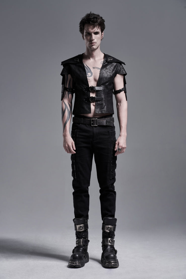 Black Multi-layer Stitching Punk Vest