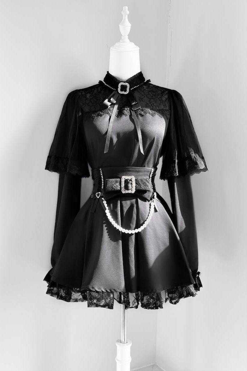 [pre-order] Mine Series Clear Lace Ribbon Top + Pearl Skirt Set