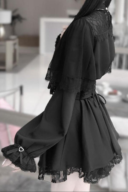 [pre-order] Mine Series Clear Lace Ribbon Top + Pearl Skirt Set